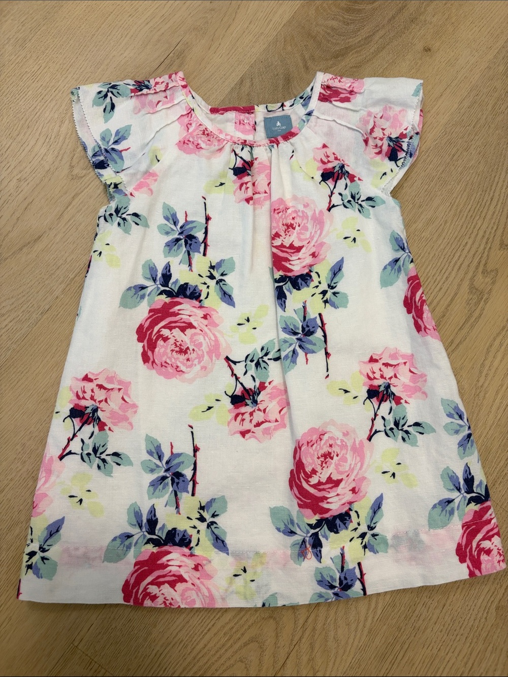 Baby GAP Girls' Floral Pink & White Short Sleeve Dress
